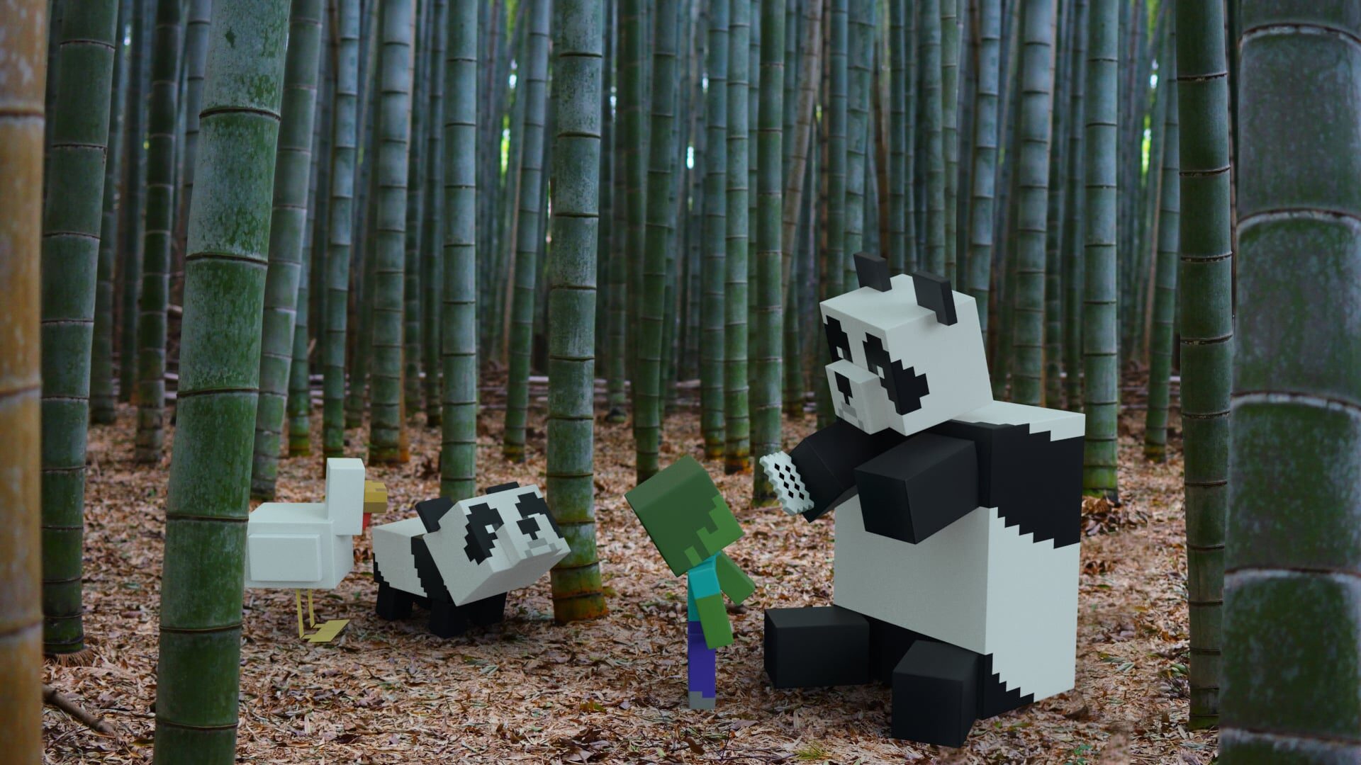 Mobs in a bamboo forest