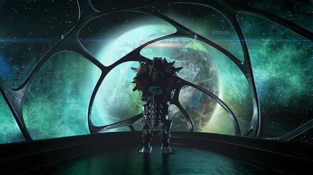 Mech at the window, cinematic still