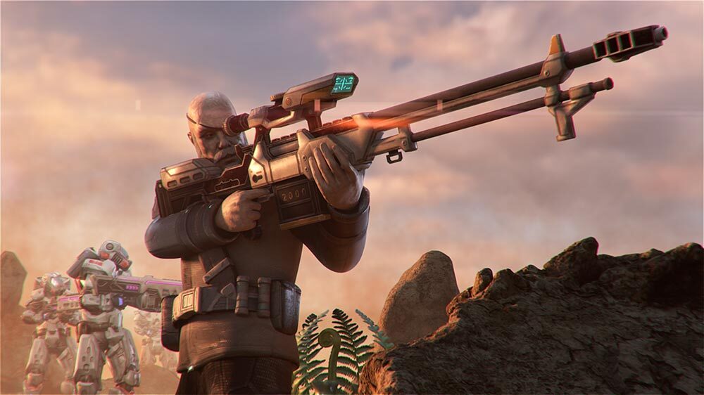 Soldier standoff, cinematic still