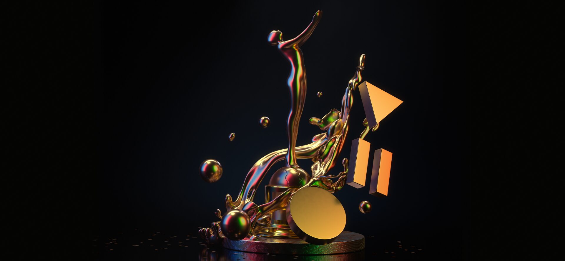 Golden trophy hero render